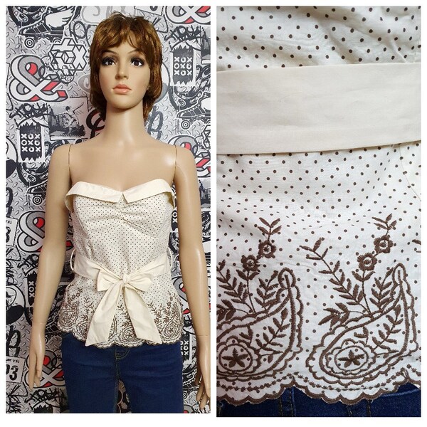 Vintage 2000’s polka dot strapless top