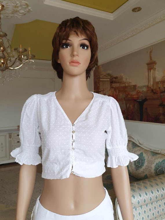 dirndl top S Dirndl Blouse Crop Blouse  folk blou… - image 1