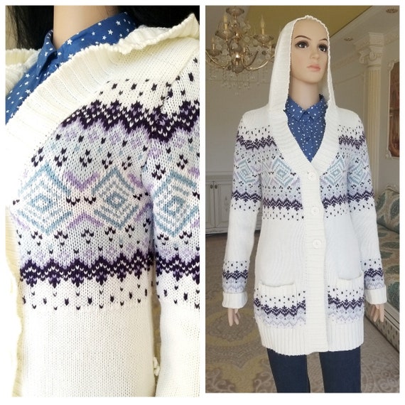 ugly sweater M ugly cardigan buttons cardigan hood