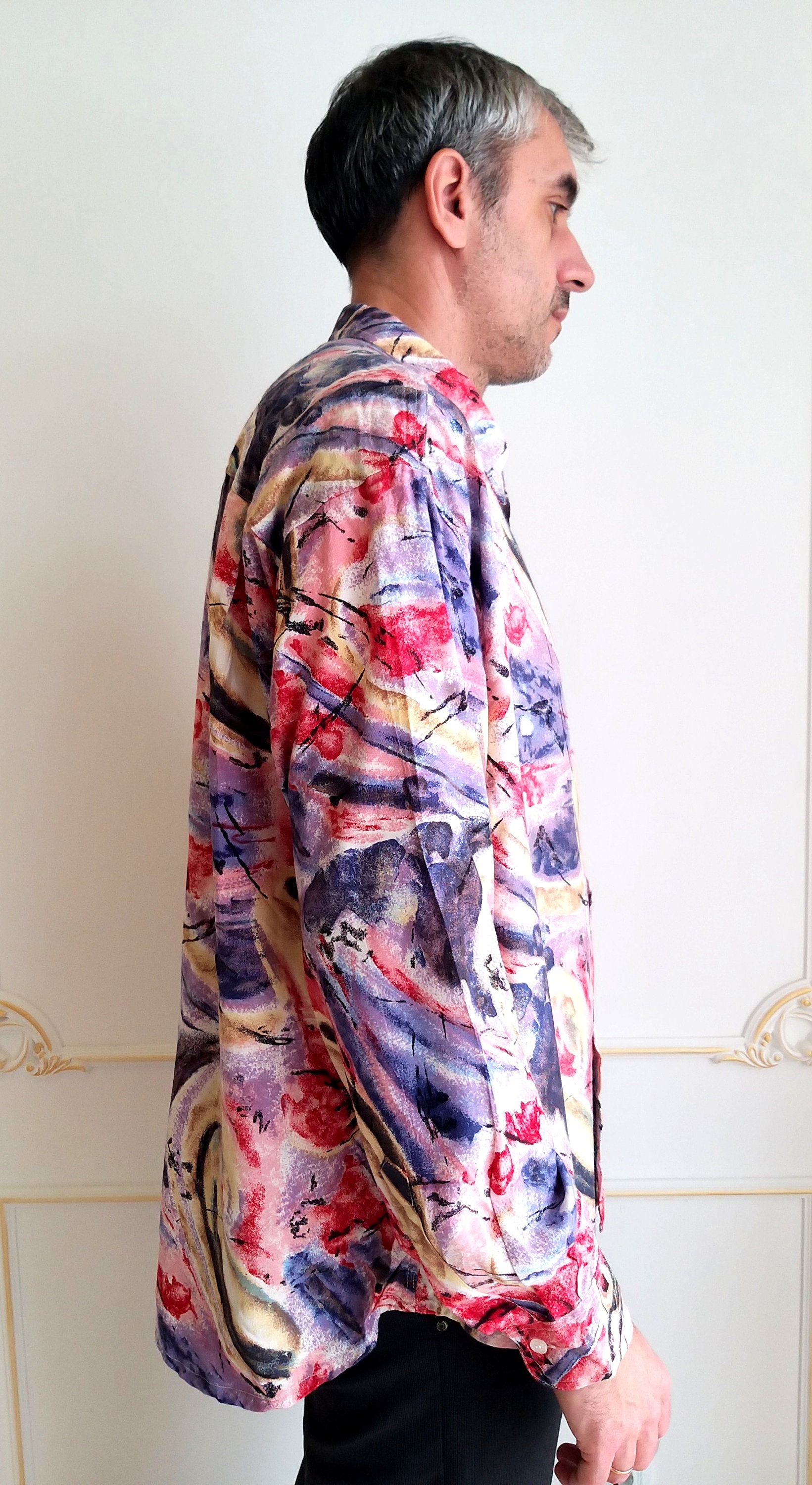 Mens shirt Abstract print mens Abstract shirts festival shirt | Etsy