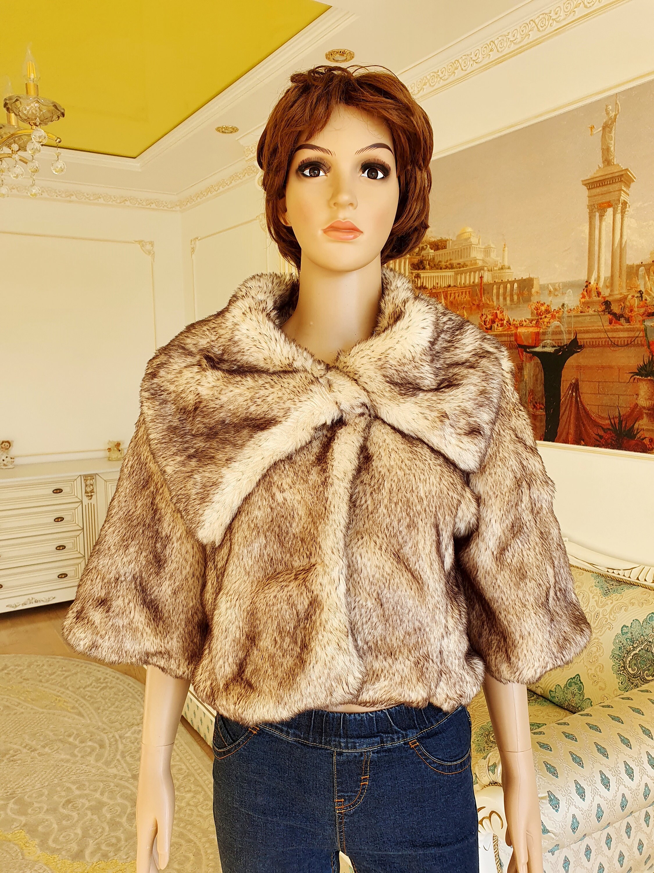 Faux Fur Bolero M/l Faux Fur Shrug for Dresses Wedding Shrug Etsy