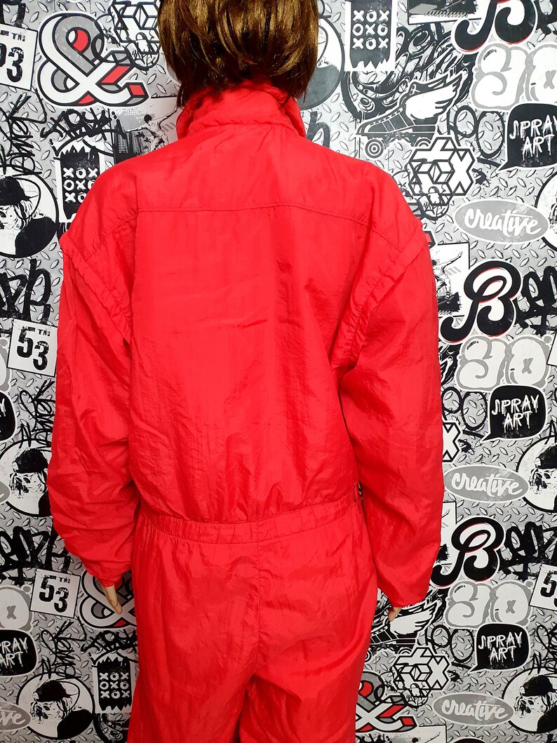 RED Ski Suit Womens Clothing Vintage Skiing Tracksuit Warm Winter