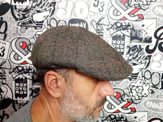 Tweed cap Tweed Newsboy wool flat cap mens cap XL… - image 1