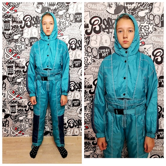 mint green ski suit girl ski suit 90 ski suit Kids