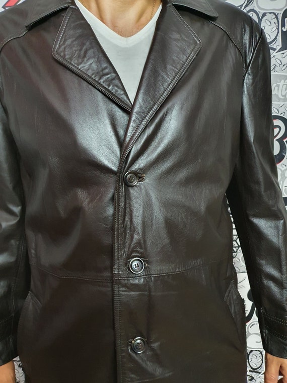 Dark brown mens Leather Clothing mens Leather Coa… - image 4