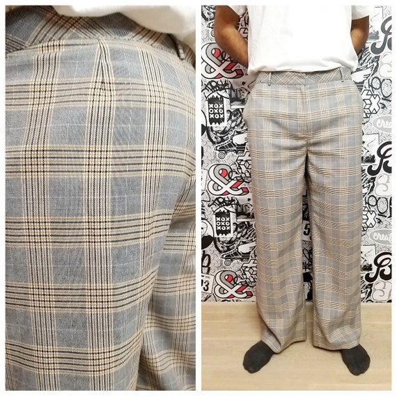 beige plaid pants mens