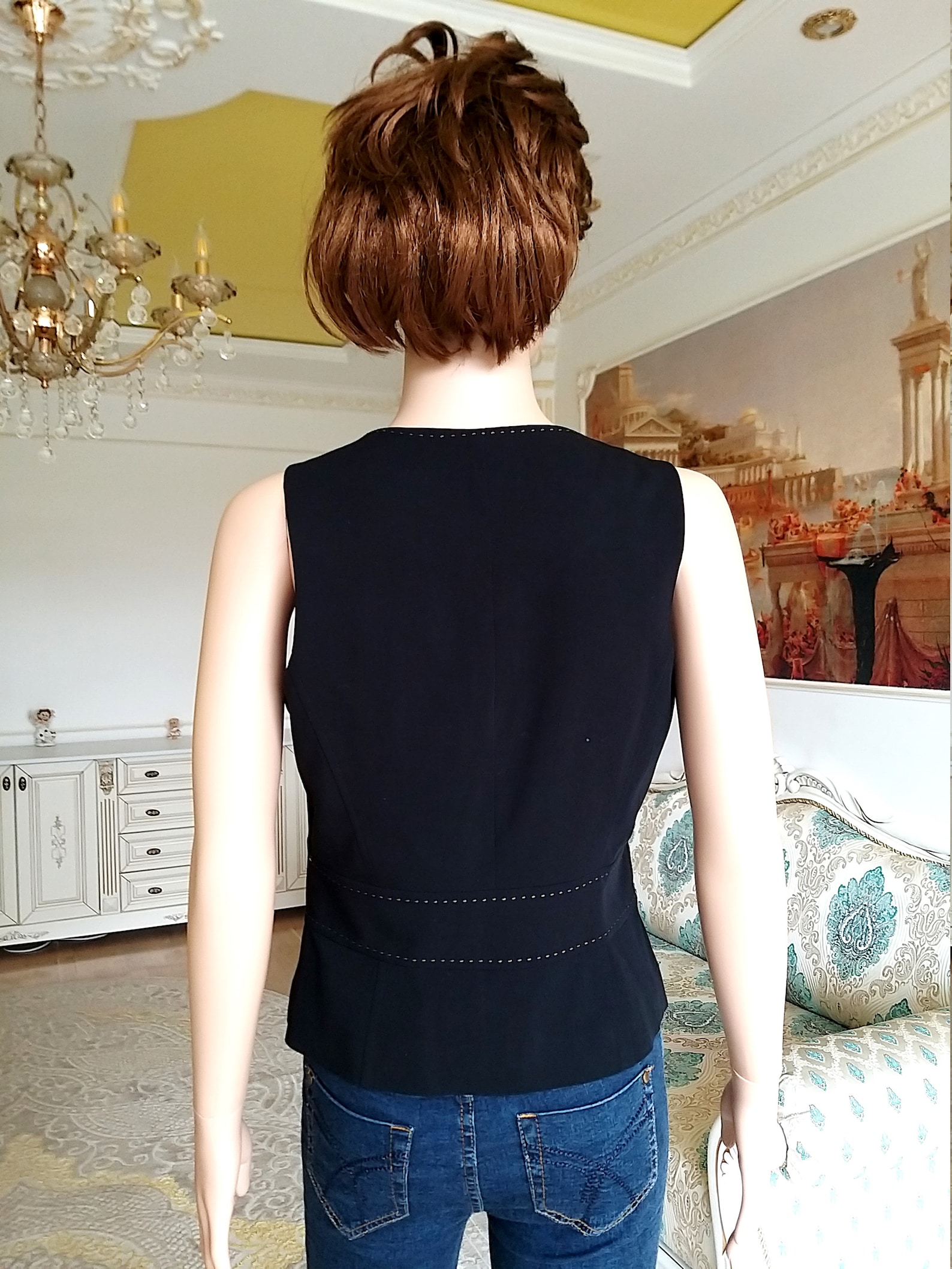 Vest Steampunk High Collar Black