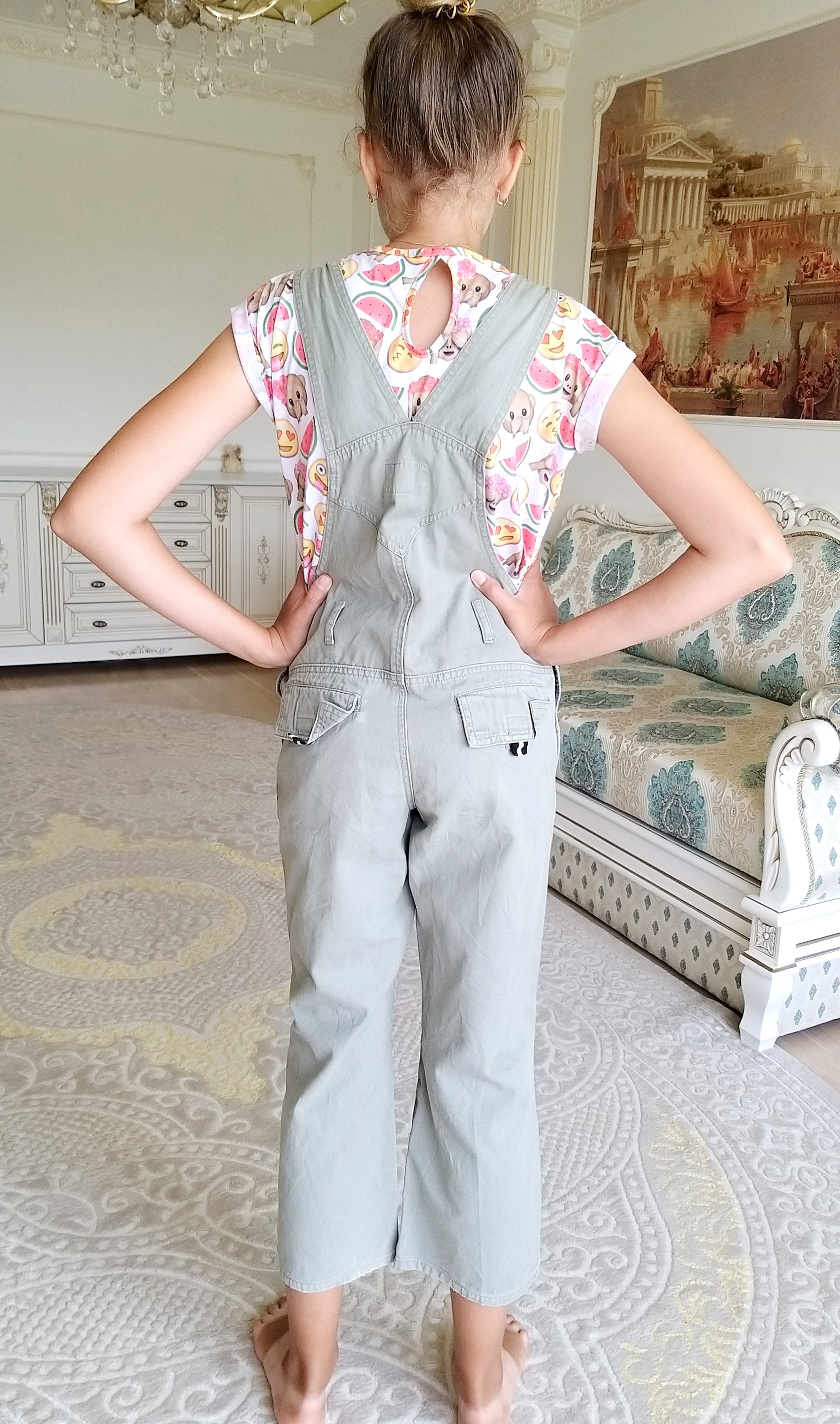 Girls Overalls 10 One Piece Olive Green Overalls Girls Etsy