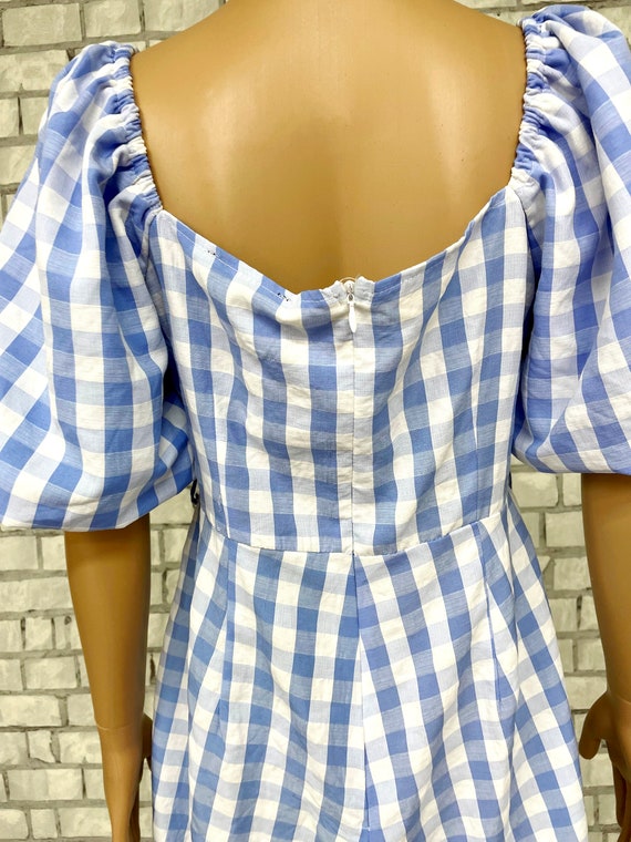 blue Gingham Overall vintage womens overall short… - image 9