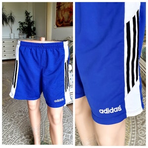 adidas shorts  M men shorts Vintage 90&#39;s Football Shorts trefoil Sport Shorts Retro Shorts blue shorts asthletic shorts Soccer shorts