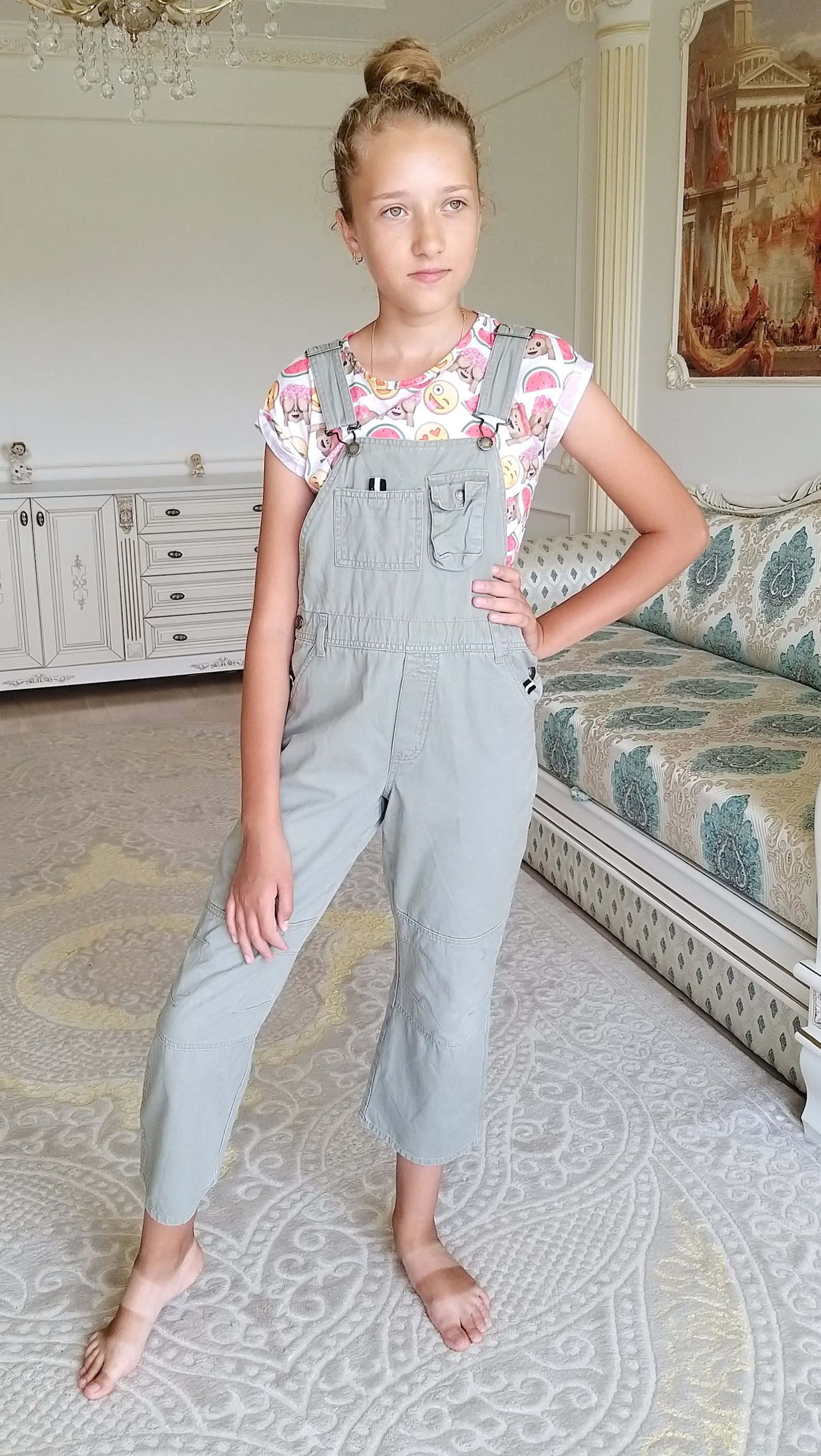 Girls Overalls 10 One Piece Olive Green Overalls Girls Etsy