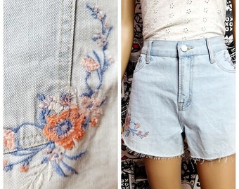 Embroidered Jean Shorts - Etsy