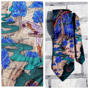 groomsmen tie Mens Necktie Mens tie silk tie bird tie bird Necktie parrot print tie vintage parrot Necktie Italy Statement Tie novelty tie