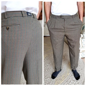 Pantaloni Uomo Pantaloni Uomo Kaki Plaid Pants XL Retro Pants 90s pantaloni kaki Vintage Tartan Pantaloni Golf Pantaloni fondo plaid