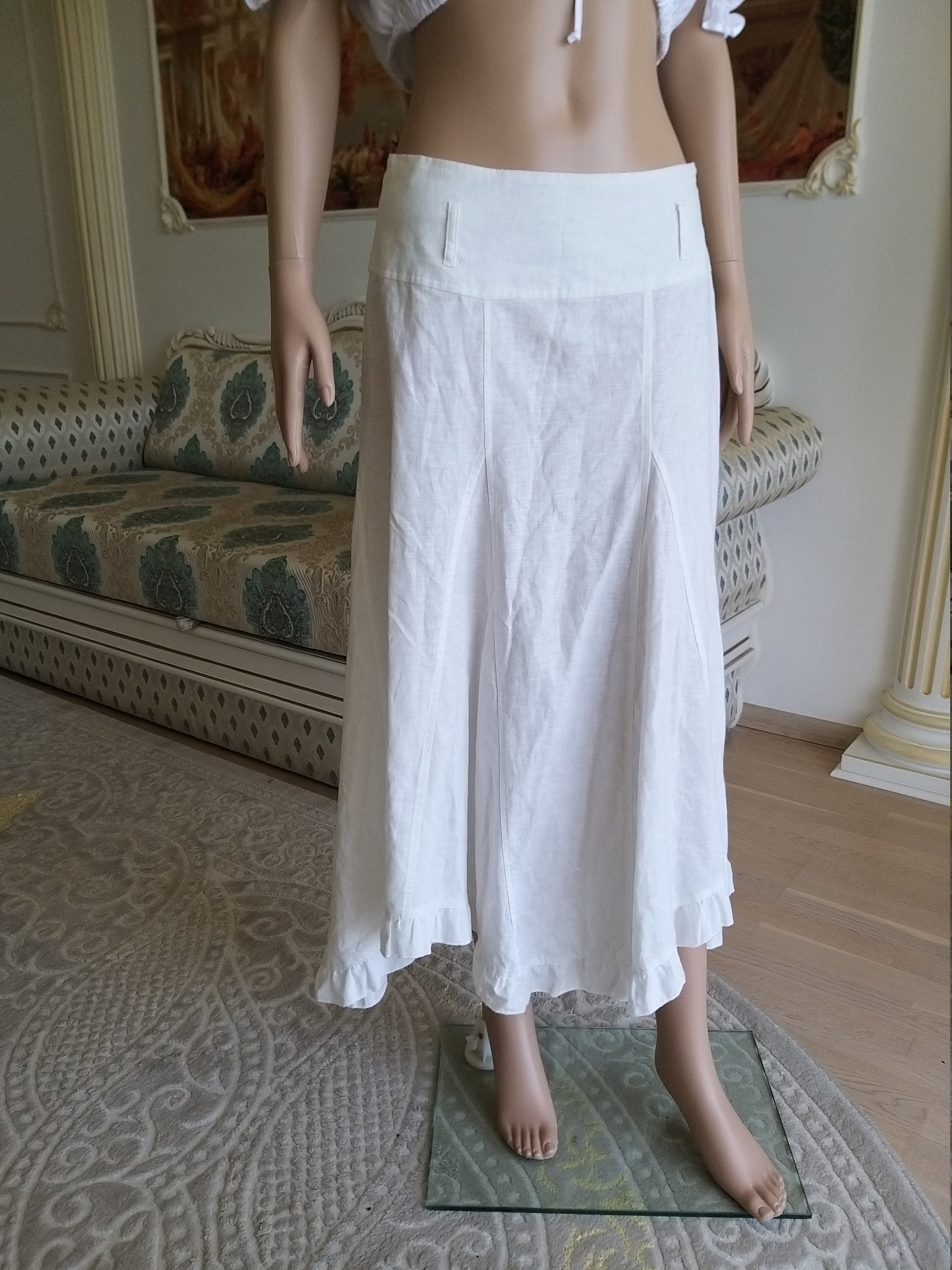 White Linen skirt womens white long skirt white skirt long Etsy