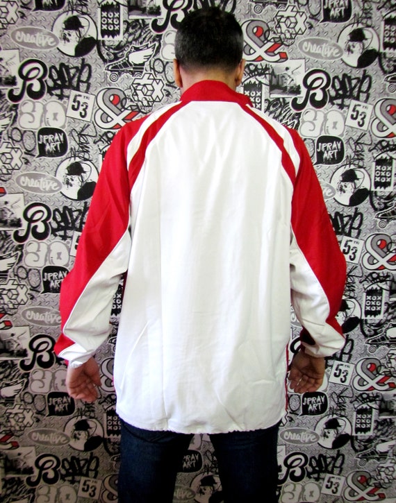 Red and white sports jacket outlet