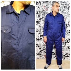 unisex One Piece hombre Overoles vintage azul Mono hombre Mono mono utilitario ropa de trabajo uniforme mecánico XL
