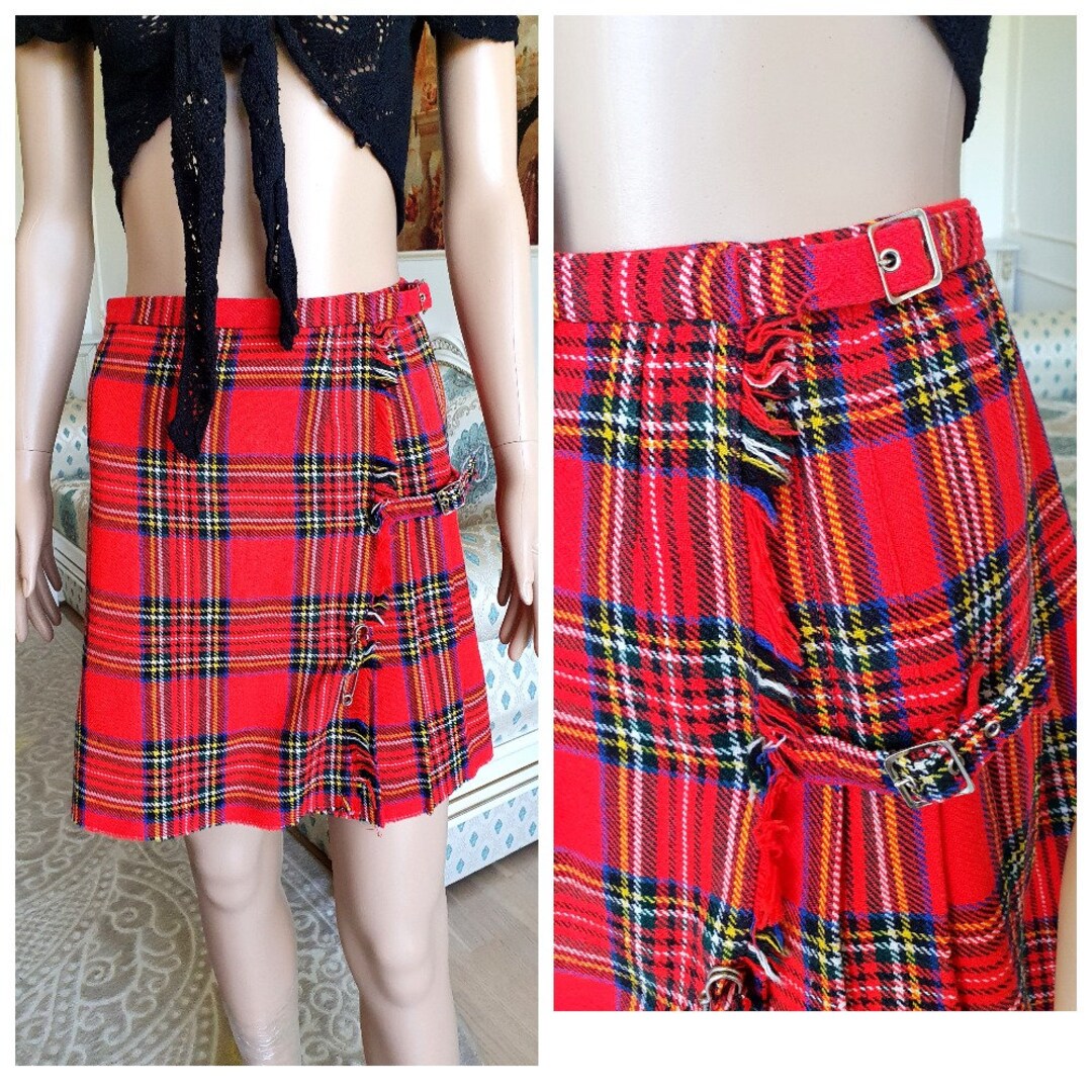 Red Wrap Skirt
 RED Wrap Skirt S Plaid Skirt Wool Skirt Tartan Skirt Women Skirt
