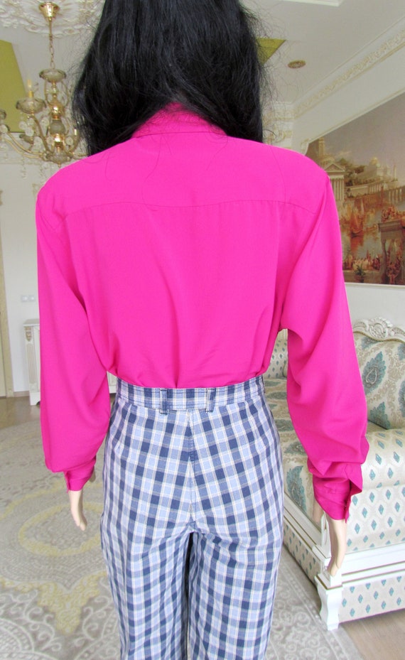 80s pink blouse long sleeve Blouse Victorian Blou… - image 9