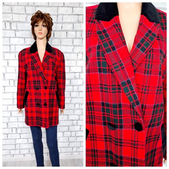Plaid wool blazer womens online