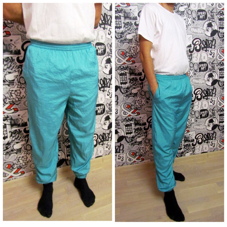 mint green pants sport pants Mens track pants shell pants athletic pants athletic trousers track suit pants sport windbreaker trousers L