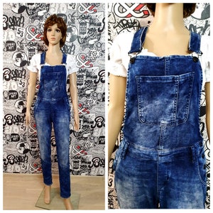 acid wash overalls womens overall pants M Denim Overall  Denim jumpsuit Denim Pants jean overalls acid Denim Coverall grunge jeans Coveralls