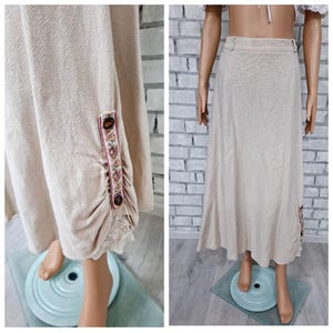 long Octoberfest skirt Octoberfest Clothing german dirndl skirt german skirt bavarian skirt festival linen dirndl skirt beige linen skirt L