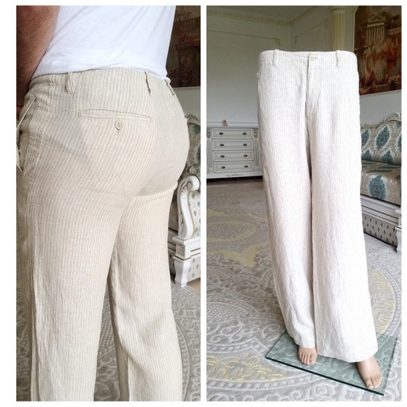 mens linen striped pants