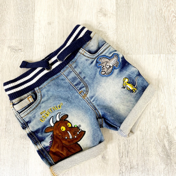 Short bébé 9-12 mois Short en jean Short enfant Short imprimé gruffalo Short en jean Short d'été Short butin