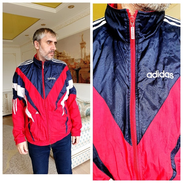 Adidas Jacket men Jacket Adidas windbreaker red blue Jacket Sport coat athletic jacket top track suit top travel outdoor jacket track top XL