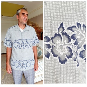 aloha shirt XL mens Shirt mens floral shirt boho shirt hibiscus print shirt hawaiian shirts mens Hawaiian Print Hippie shirt  beach shirt