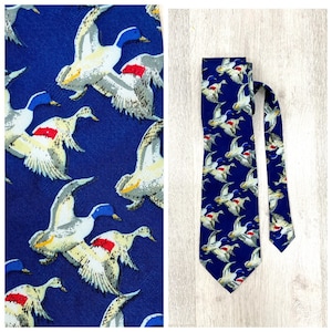 duck print Tie duck Necktie  Mens tie groom tie groom girt bird print tie bird  Necktie groomsmen tie wedding tie silk tie navy blue tie