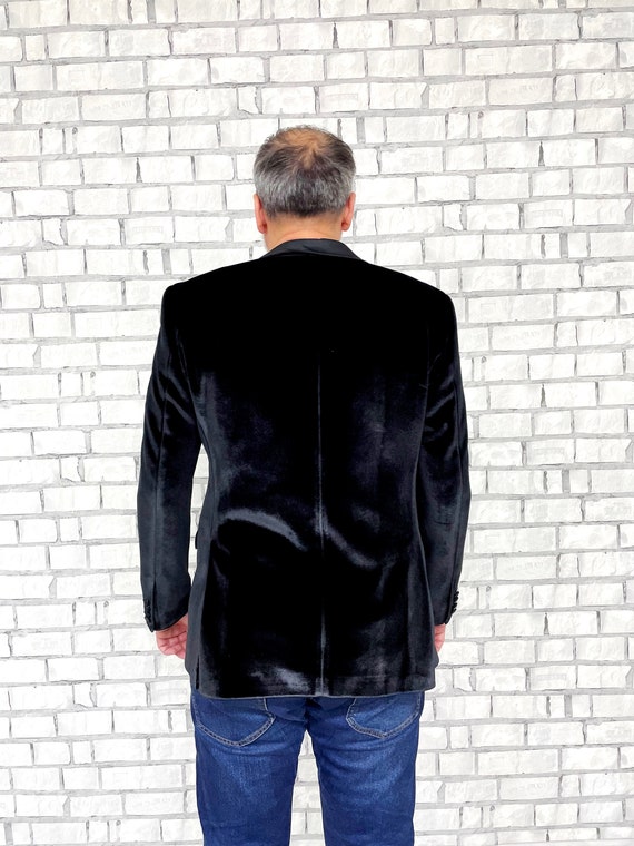 Mens jackets Vintage Mens black velvet blazer bla… - image 6
