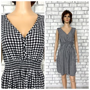 Abito da donna Abito a quadretti Abito L Rockabilly Abito a quadri Abito Pin Up Abito da festa Abito a pieghe Abito bianco nero Abito estivo Babydoll