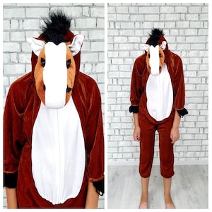 9-10y.o. kids Cosplay Horse  costume kids halloween costume kids Horse Jumpsuit Romper animal onesie