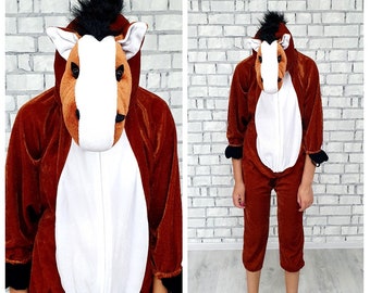 9-10y.o. kids Cosplay Horse  costume kids halloween costume kids Horse Jumpsuit Romper animal onesie