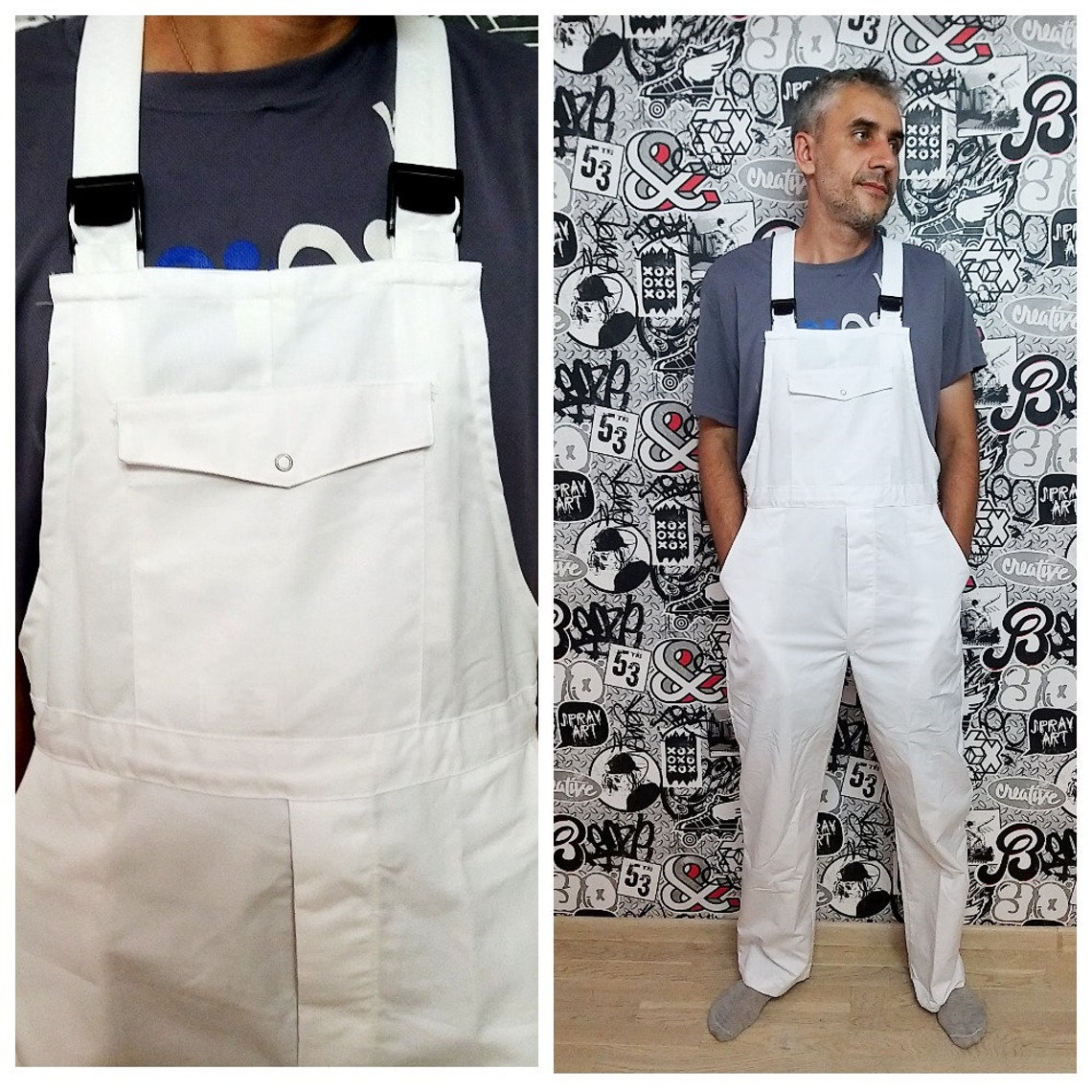 Mens Coveralls mens Overalls utility white workwear white Etsy