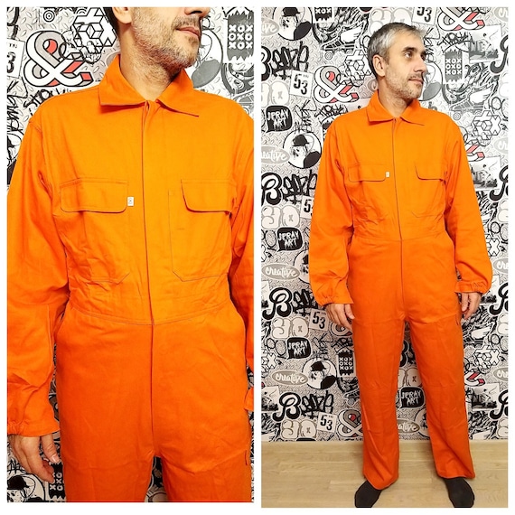 One Piece orange Coveralls vintage orange Jumpsuit mens Overalls mens Coveralls utility workwear mechanic uniform XL