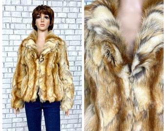 faux fox fur jacket XS vegan coat winter Outerwear crop coat faux fur coat  women's coat winter coat warm coat