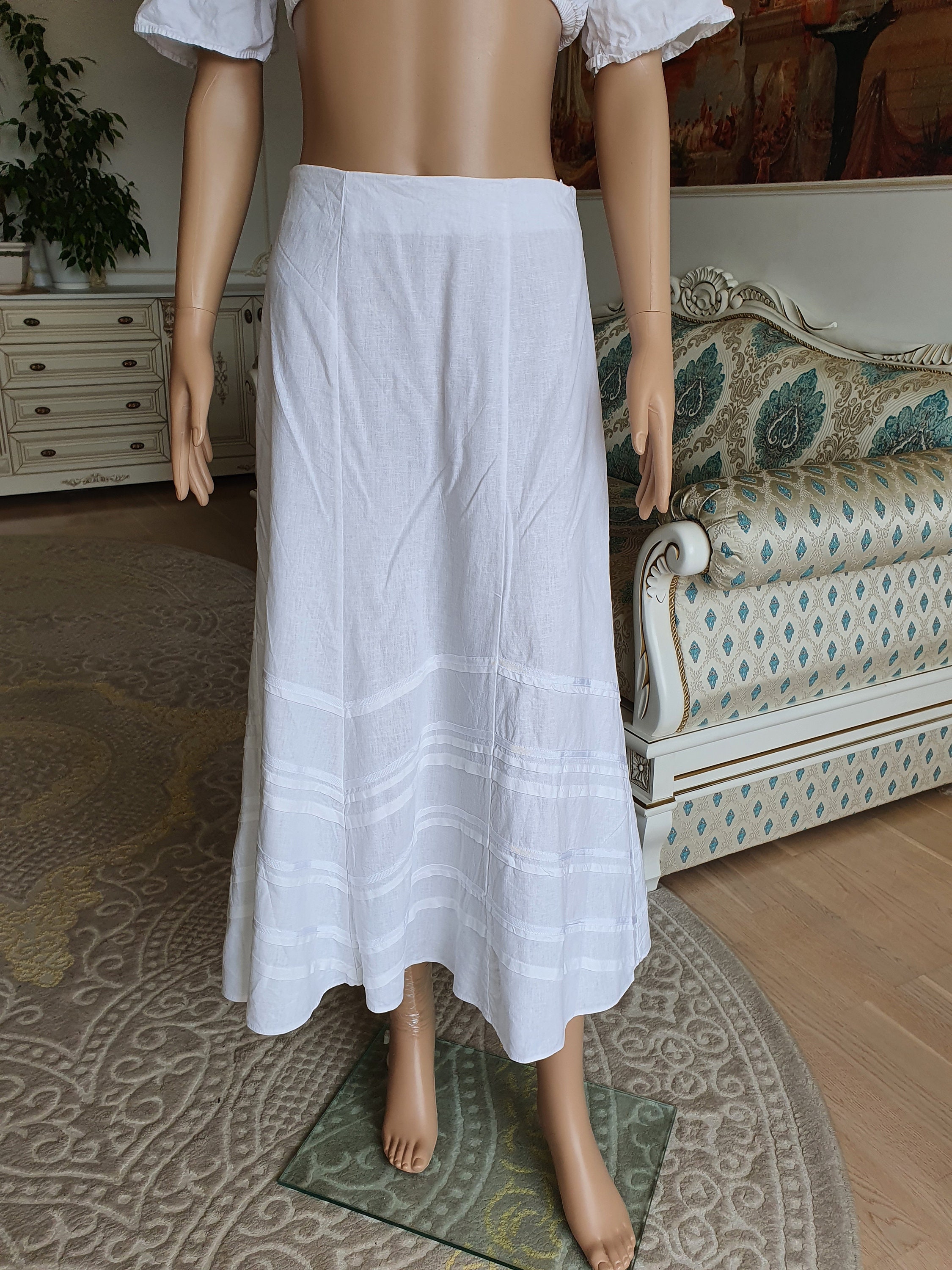 White linen skirt clearance 4xl