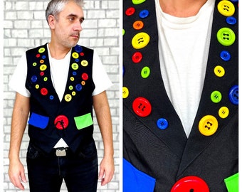 mens Vest clown Vest Rainbow Vest L clown Costume clown Clothing Rainbow Clothing gays gift gays Vest