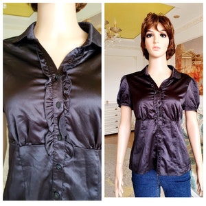 black Victorian Clothing Victorian Blouse Vintage Victorian style Victorian shirt black shirt womens blouse Edwardian shirt cotton Blouse M