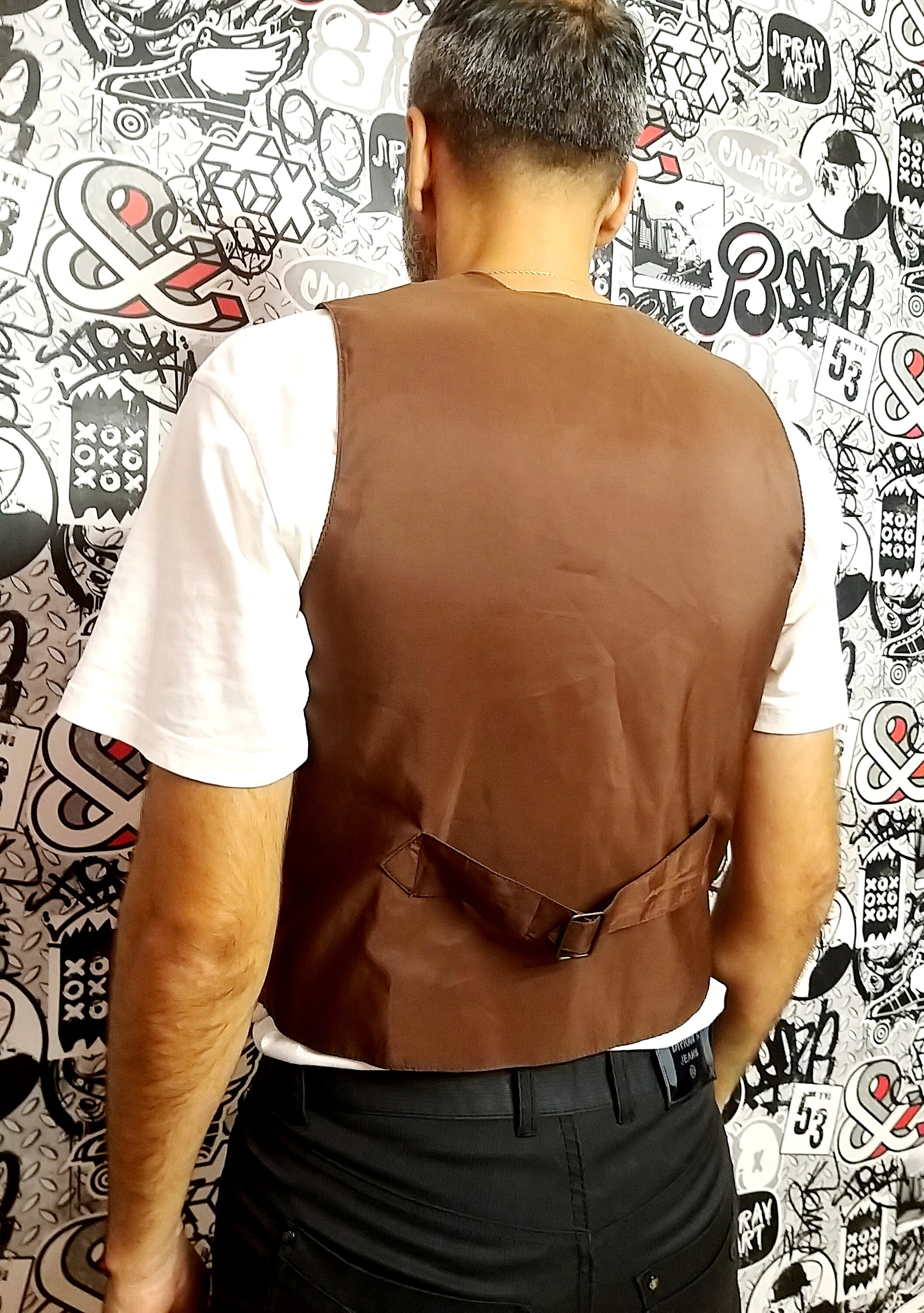 Mens Leather Vest for men Brown Leather Clothing Cowboy Vest Etsy