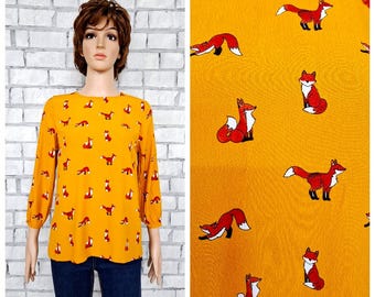 animal shirt minimalist blouse S womens blouse womens shirt fox shirt fox top fox print blouse animal print blouse casual woodland blouse