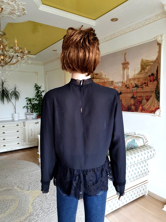 gothic shirt gothic Blouse  black lace blouse Vin… - image 6