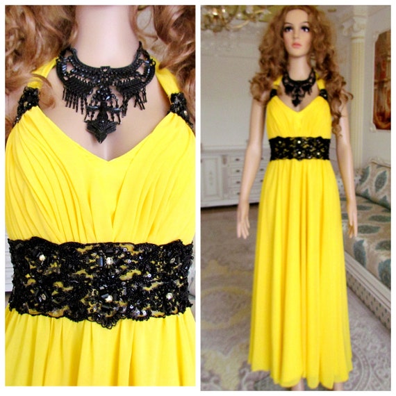 yellow prom dress vintage yellow chiffon dress max