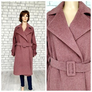 sister gift womens coat  Wool coat long coat retro Coat cozy coat S Winter coat Autumn coat Vintage belted coat Warm Coat