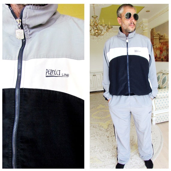 Mens sport suit vintage gray track suit Mens track