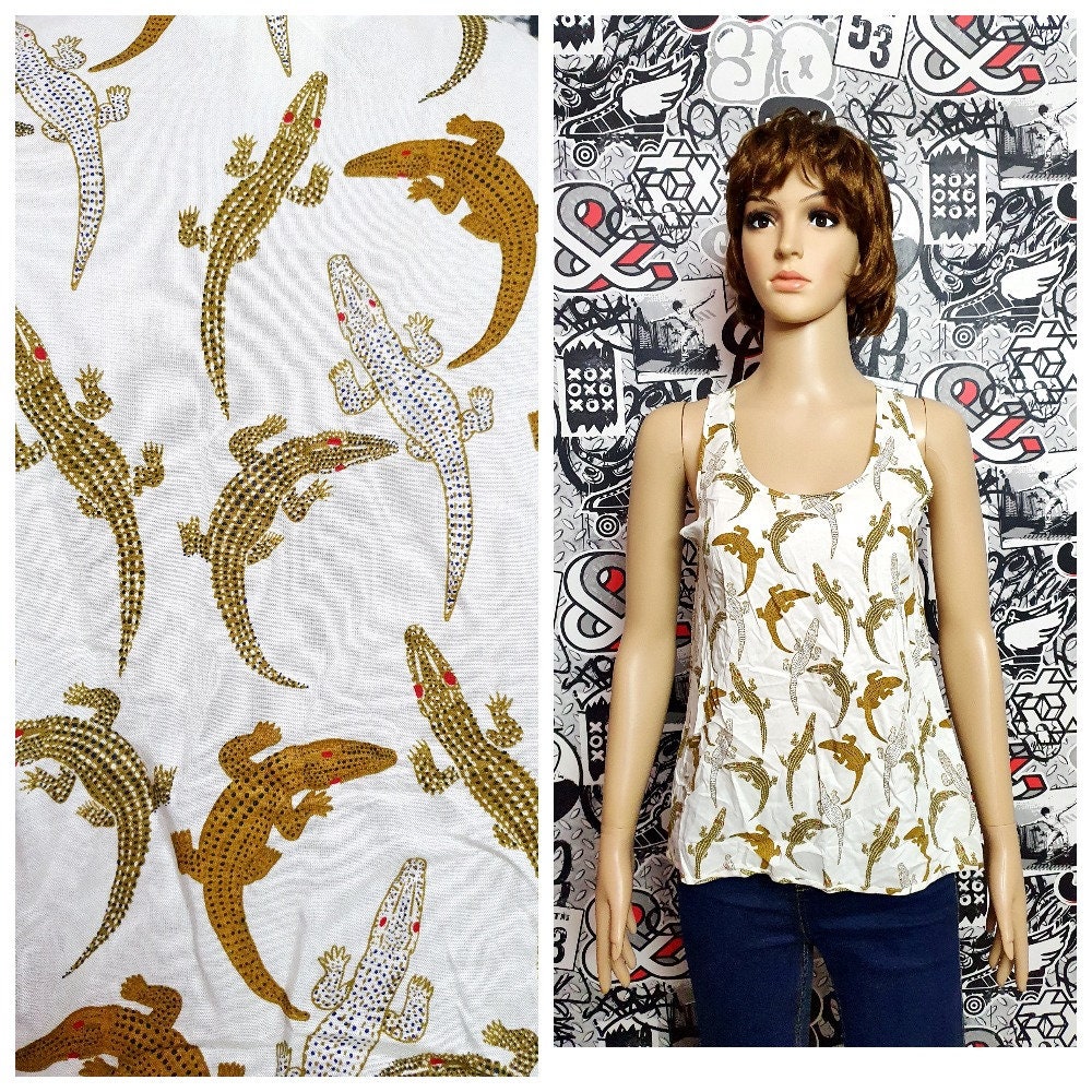 【メーカー公式ショップ】 Crocodile Top Tank Vintage Shirt Crocodile XL Blouse Print トップス