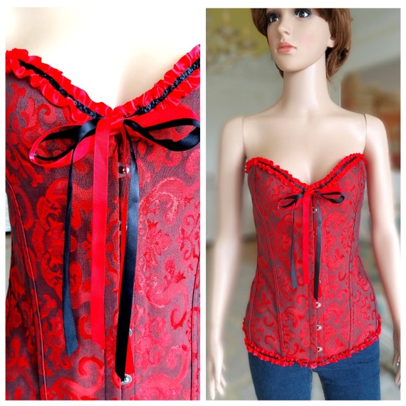 Christmas Gift red Corset XXL medieval Corset Vict